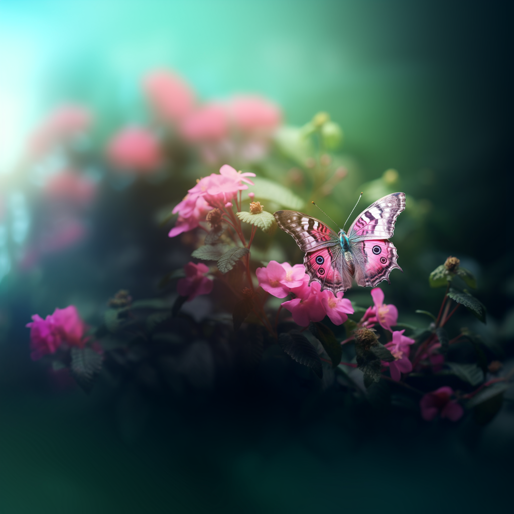 Butterfly resting on flowers in a garden